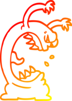 chaud pente ligne dessin de une dessin animé monstre png