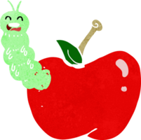 cartoon bug eating apple png