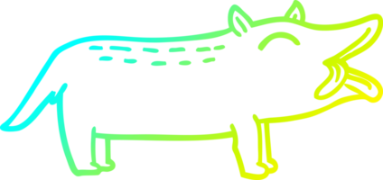 cold gradient line drawing of a cartoon funny dog png