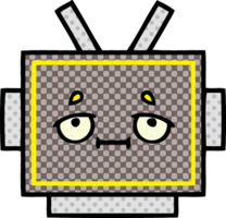 comic book style cartoon of a robot head png