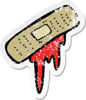 retro distressed sticker of a cartoon bloody plaster png