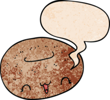 cute cartoon donut with speech bubble in retro texture style png