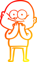 warm gradient line drawing of a cartoon bald man staring png