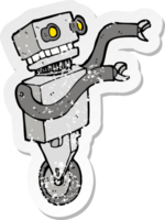 retro distressed sticker of a cartoon funny robot png