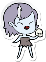 sticker of a cartoon laughing vampire girl with skull png