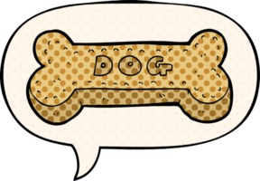 tekenfilm hond biscuit met toespraak bubbel in grappig boek stijl png