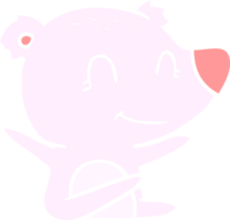 desenho animado de estilo de cor plana de urso sorridente png