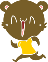 dibujos animados de estilo de color plano de oso corriendo png