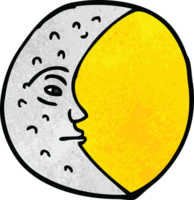 cartoon doodle crescent moon with face png