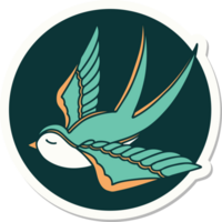 sticker of tattoo in traditional style of a swallow png