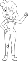 drawn black and white cartoon woman shaking fist png