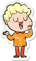 distressed sticker of a laughing cartoon man png