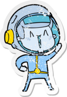 bedrövad klistermärke av en glad tecknad astronaut png