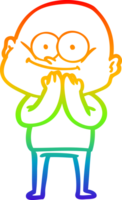 rainbow gradient line drawing of a cartoon bald man staring png