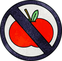 retro grunge texture cartoon of a no food allowed sign png
