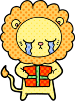 león de dibujos animados llorando png