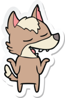 sticker of a cartoon wolf laughing png