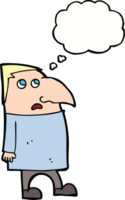 cartoon worried man with thought bubble png