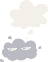 cute cartoon cloud with thought bubble in retro style png