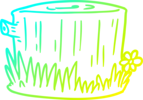 cold gradient line drawing of a cartoon tree stump png