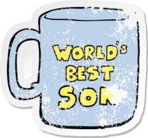 distressed sticker of a worlds best son mug png