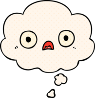 cute cartoon face with thought bubble in comic book style png