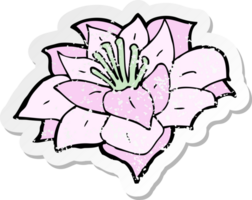 retro distressed sticker of a cartoon flower png