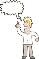 dessin animé homme en colère faisant le point avec bulle de dialogue png