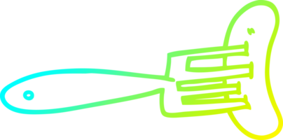 cold gradient line drawing of a cartoon sausage on fork png