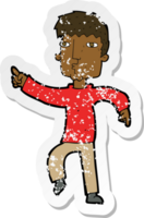 retro distressed sticker of a cartoon dancing man png