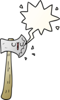 cartoon axe with speech bubble in smooth gradient style png