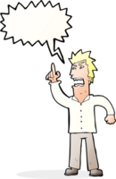 dessin animé homme en colère faisant le point avec bulle de dialogue png