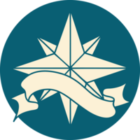 tattoo style icon with banner of a star png