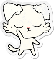 distressed sticker of a cute cartoon dog png