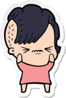 sticker of a cartoon annoyed hipster girl png