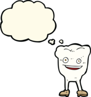 cartoon happy tooth character with thought bubble png