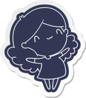 cartoon sticker of a cute kawaii girl png