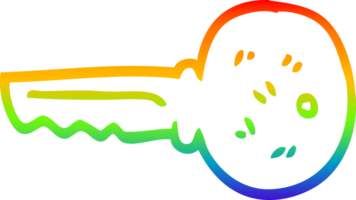 rainbow gradient line drawing of a cartoon gold key png