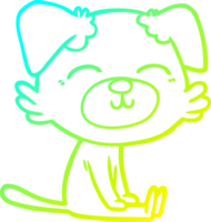cold gradient line drawing of a cartoon dog png