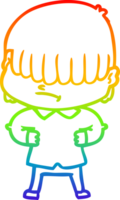 arcobaleno pendenza linea disegno di un' cartone animato ragazzo con disordinata capelli png