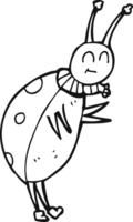 drawn black and white cartoon ladybug png