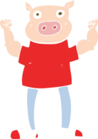 flat color illustration of pig man png