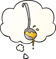 cartoon ladle of soup with thought bubble in smooth gradient style png
