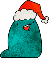 hand drawn christmas textured cartoon of kawaii slug png