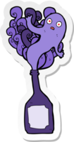 sticker of a cartoon ghost in bottle png