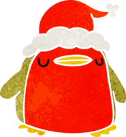 hand drawn christmas retro cartoon of kawaii robin png