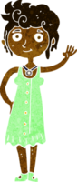 mulher hippie de desenho animado acenando png