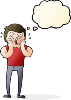 cartoon gasping man with thought bubble png