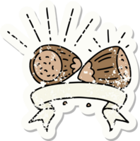 worn old sticker of a tattoo style hazelnuts png