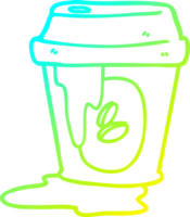 cold gradient line drawing of a messy coffee cup cartoon png